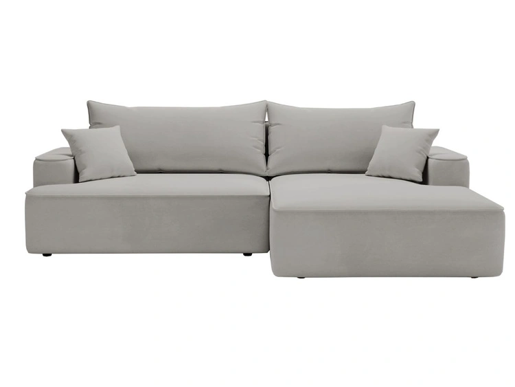 Ecksofa L-Form Rechts mit Schlaffunktion und Bettkasten California Hellgrau