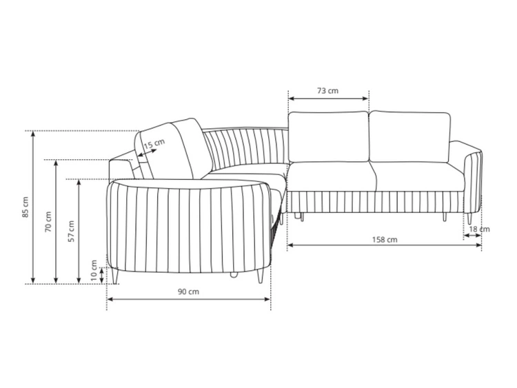 Ecksofa L-Form Links mit Schlaffunktion und Bettkasten Limon Blau
