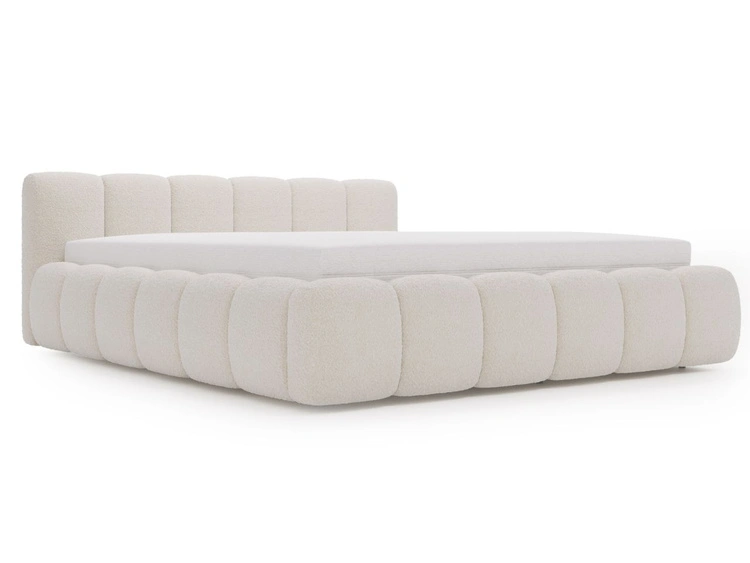 Polsterbett ohne Bettkasten mit Lattenrost 160x200 Cloud Low aus Bouclé-Stoff Beige