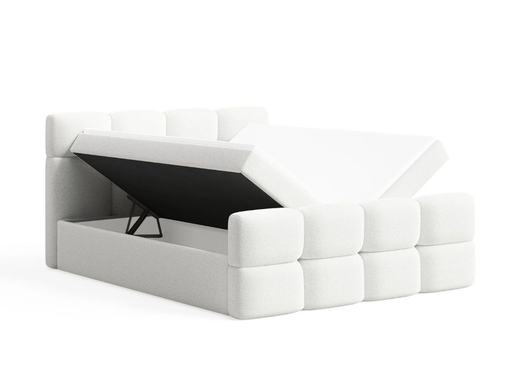 Boxspringbett mit Bettkasten 180x200 Rivon Creme