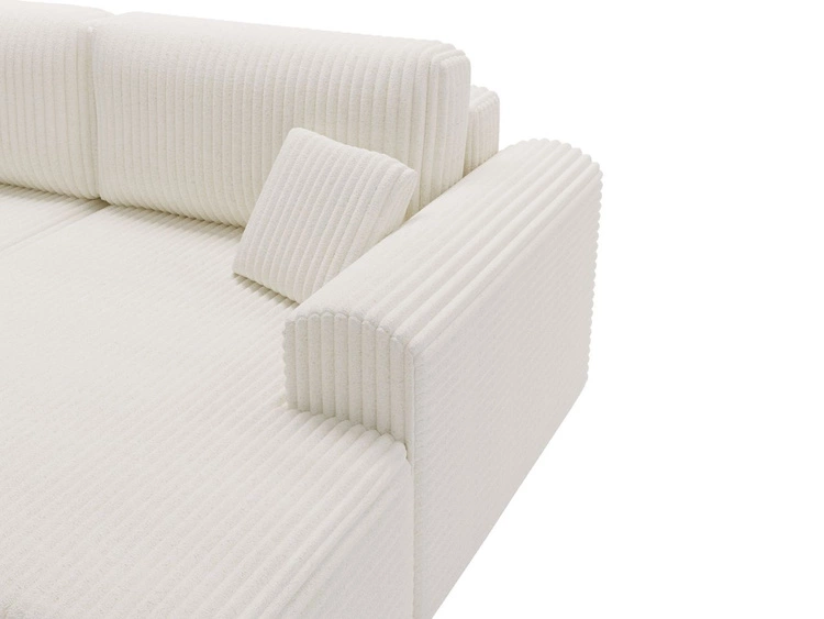 Ecksofa mit Schlaffunktion und Bettkasten Belvio rechts Creme