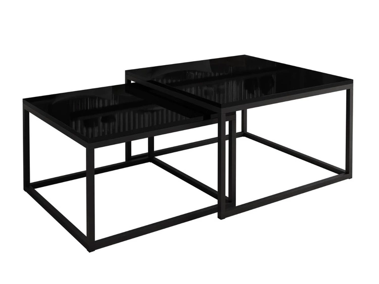 Couchtisch auf schwarzem Gestell Asumi Schwarz Hochglanz 36x42