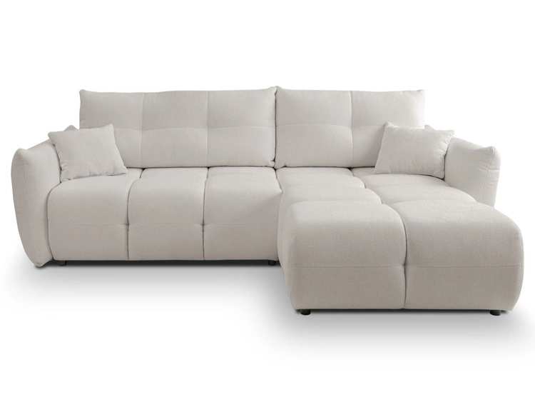 Ecksofa L-Form mit Schlaffunktion und Bettkasten Bene Hellgrau