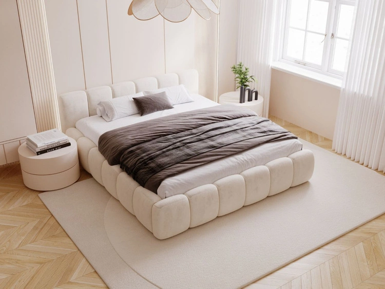 Polsterbett mit Bettkasten und Lattenrost 120x200 Cloud Low Beige