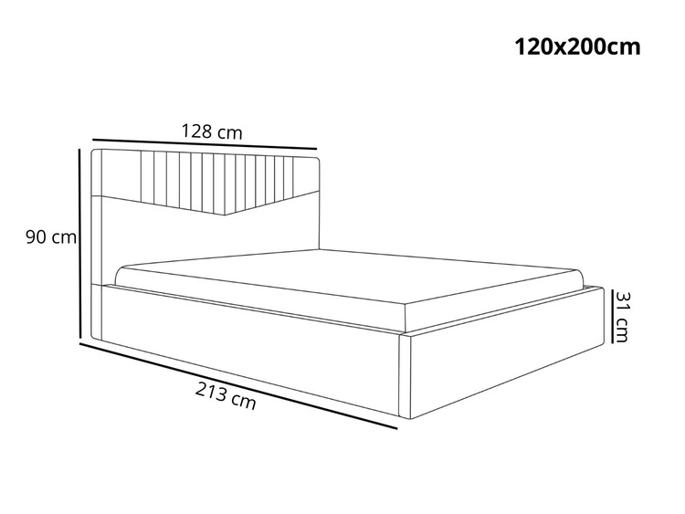 Polsterbett mit Bettkasten und Lattenrost 120x200 Lido Hellgrau
