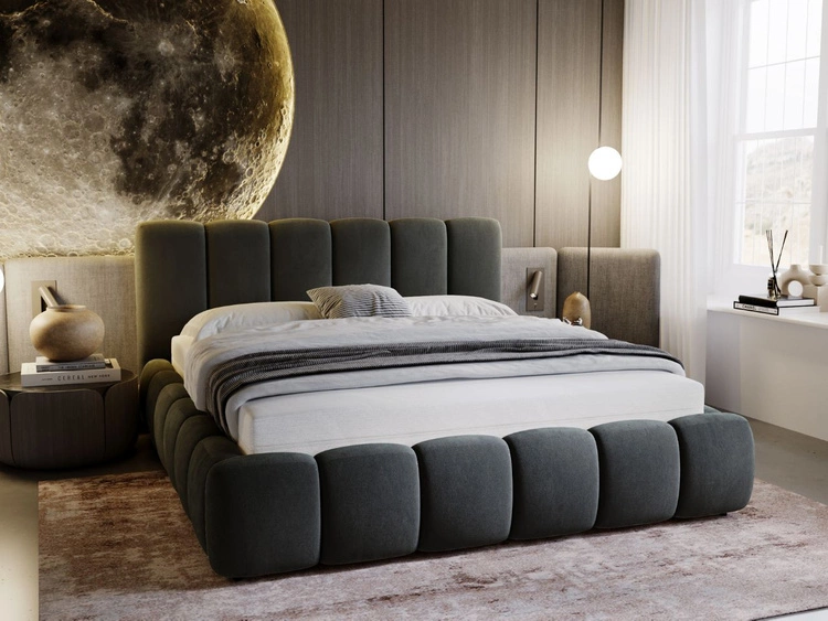 Polsterbett Ohne Bettkasten mit Lattenrost 160x200 Cloud Dunkelgrau
