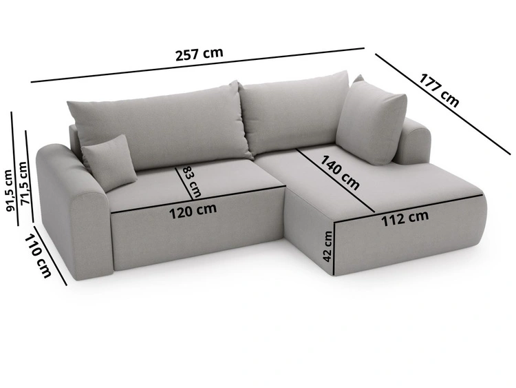 Ecksofa L-Form mit Schlaffunktion und Bettkasten Savana Bis Weiß