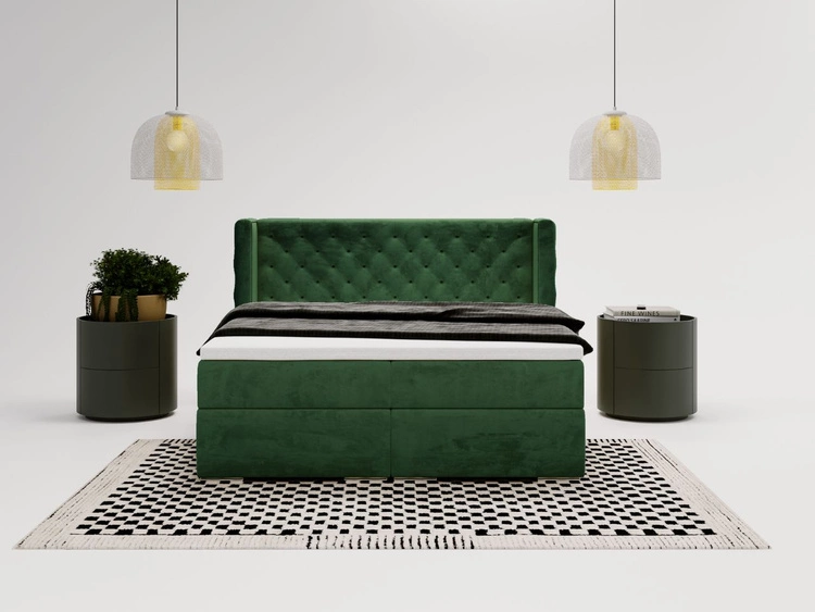 Boxspringbett mit Bettkasten 180x200 Lion Dunkel grün
