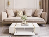 Wohnzimmer-Set mit goldenen Griffen im Glamour-Stil Lunelie Weiß Hochglanz