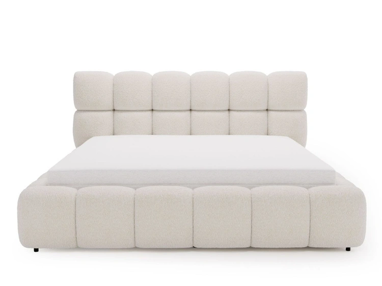 Polsterbett mit Bettkasten und Lattenrost 140x200 Modo aus Bouclé-Stoff Beige