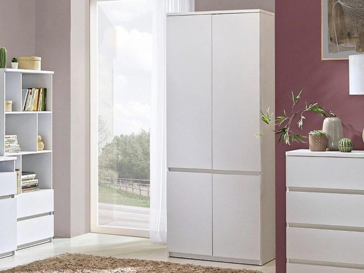 Kleiderschrank mit Drehtüren und Kleiderstange 80 Arcadia Weiß