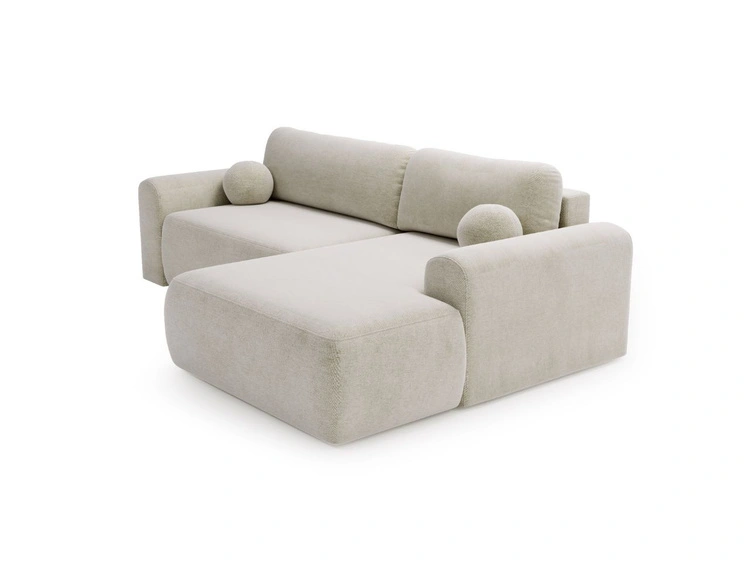 Ecksofa L-Form mit Schlaffunktion und Bettkasten Savana Rechts Hellbeige