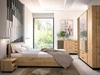 Spiegelschrank 200 cm mit Lamellen und Schubladen für das Schlafzimmer Lavore Wotan Eiche, Schwarz matt
