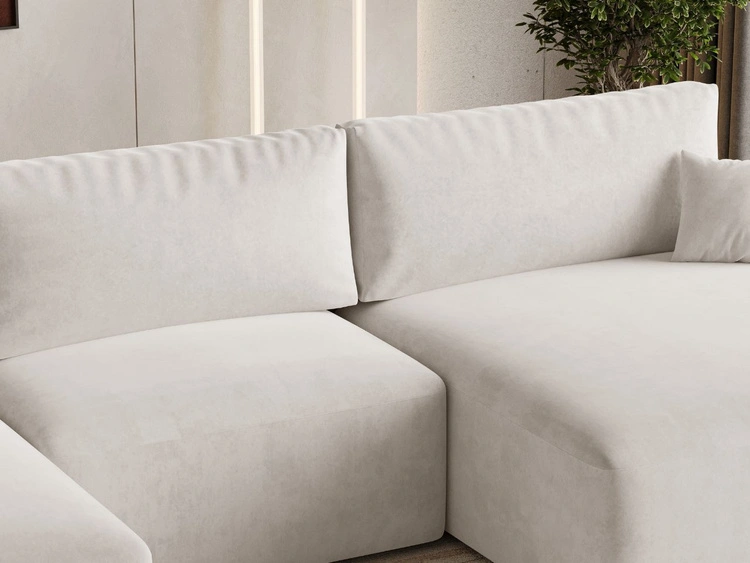 Wohnlandschaft mit Schlaffunktion und Bettkasten Serene Hellbeige