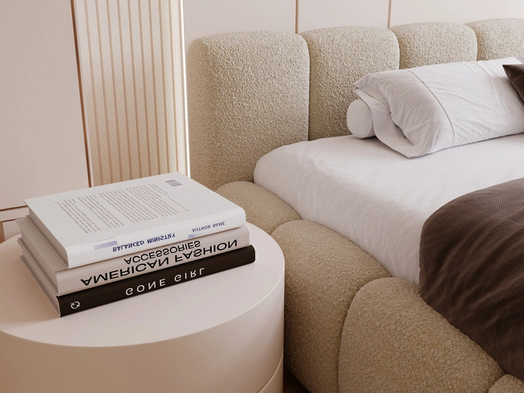 Polsterbett ohne Bettkasten mit Lattenrost 180x200 Cloud Low aus Bouclé-Stoff Dunkelbeige