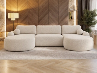 Wohnlandschaft mit Schlaffunktion und Bettkasten Aurio Weiß