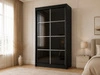 Schiebetürenschrank mit Sprossen 120 cm mit LED-Beleuchtung Ponti Schwarz