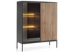 Vitrinenschrank mit Led Deo 126 cm Schwarz, EIche Wotan
