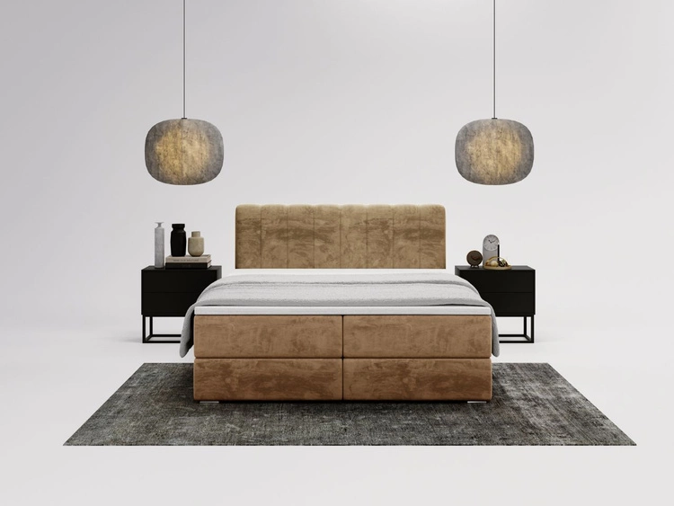 Boxspringbett mit Bettkasten 120x200 Forte Beige