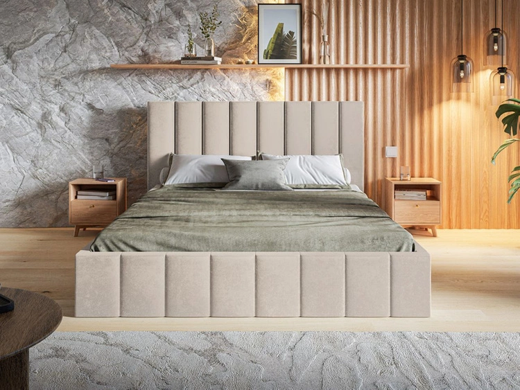 Polsterbett mit Bettkasten und Lattenrost 160x200 Siena Beige