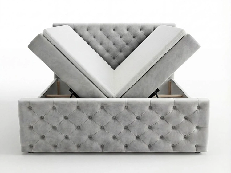 Boxspringbett mit Bettkasten 140x200 Montego Hellgrau