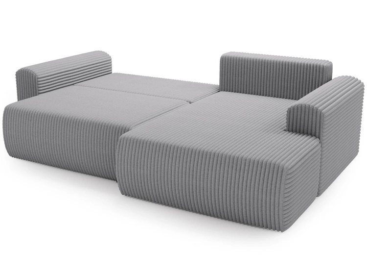Ecksofa mit Schlaffunktion und Bettkasten Belvio rechts Hellgrau