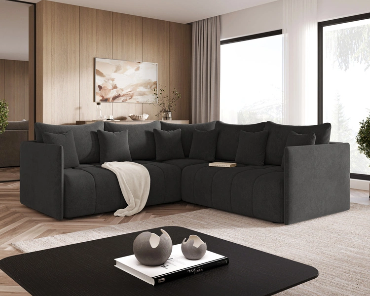 Ecksofa L-Form mit Schlaffunktion und Bettkasten Ardi L Anthrazit