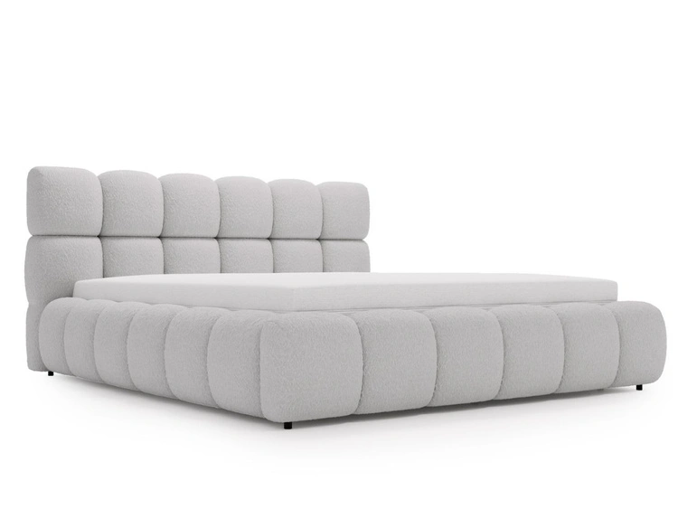 Polsterbett mit Bettkasten und Lattenrost 140x200 Modo aus Bouclé-Stoff Grau