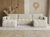 Wohnlandschaft mit Schlaffunktion und Bettkasten Neva Bouclé-Stoff Beige