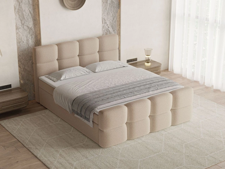 Boxspringbett mit Bettkasten 160x200 Rivon Beige
