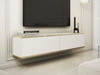 TV-Lowboard Hänge mit Türen 135 cm Diolo Weiß mit geriffelter Vorderseite