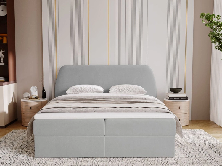 Boxspringbett mit Bettkasten 120x200 Bogota Hellgrau