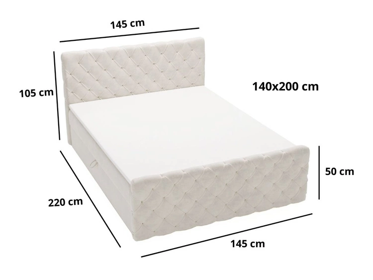 Boxspringbett mit Bettkasten 140x200 Lunaris Hellbraun