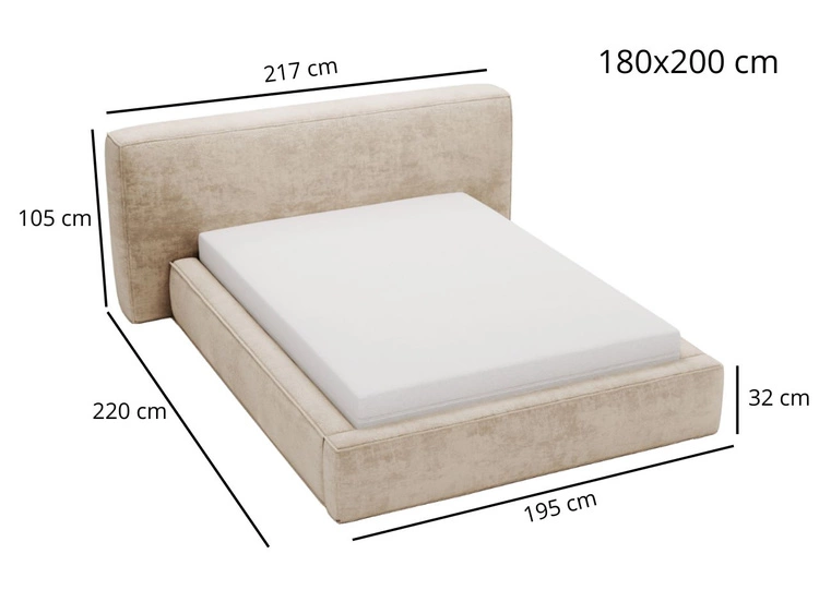 Polsterbett mit Bettkasten und Lattenrost 180x200 Monza Beige