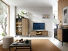 Vitrinenschrank mit Led Deo 166 cm Schwarz, EIche Wotan