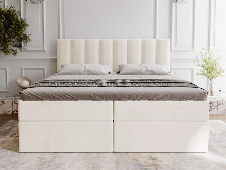 Boxspringbett mit Bettkasten 160x200 Mocca Beige