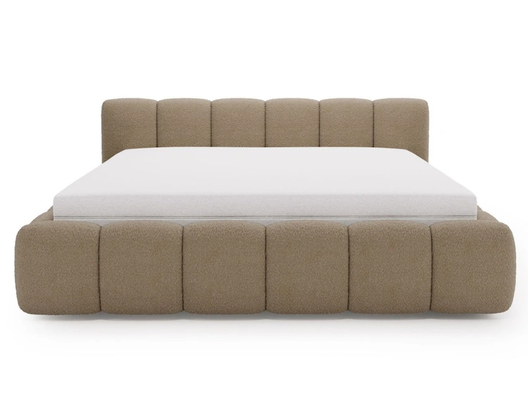 Polsterbett mit Bettkasten und Lattenrost 180x200 Cloud Low Bouclé-Stoff Braun
