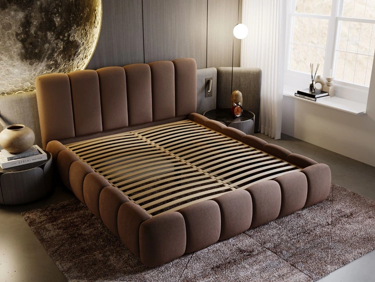 Polsterbett Ohne Bettkasten mit Lattenrost 120x200 Cloud Braun