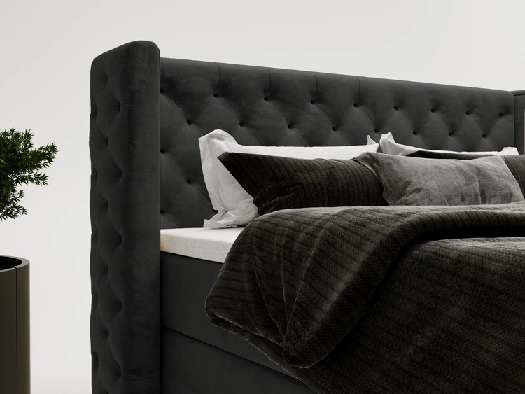 Boxspringbett mit Bettkasten 180x200 Lion Schwarz