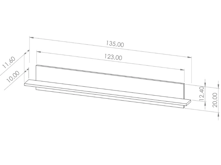 Wandregal 135 cm Vasa Braun