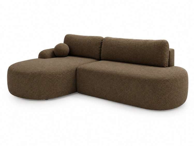 Ecksofa L-Form Links mit Schlaffunktion und Bettkasten Aurio O Braun