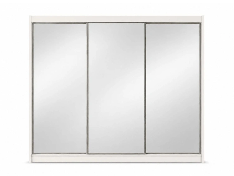 Schiebetürenschrank 250 cm mit Spiegel und LED-Beleuchtung Luzio Weiß