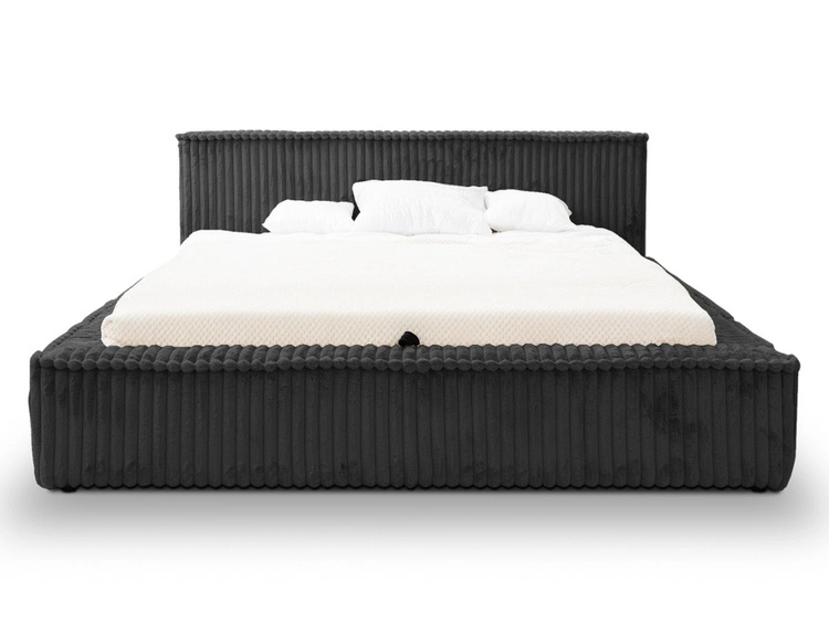 Polsterbett mit Bettkasten und Lattenrost 160x200 Lago Schwarz
