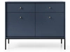 Kommode mit Türen sowie Schubladen mit Schwarz Metallbeinen 104 cm Amor Marineblau
