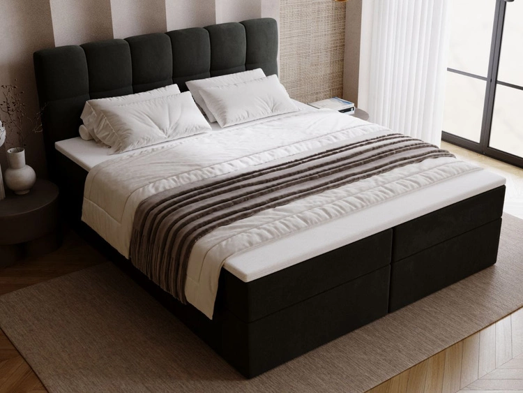 Boxspringbett mit Bettkasten 180x200 Maison Dunkelgrau