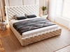 Polsterbett mit Bettkasten und Lattenrost 200x200 Astra Beige