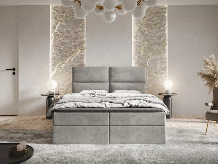 Boxspringbett mit Bettkasten 160x200 Hera Grau