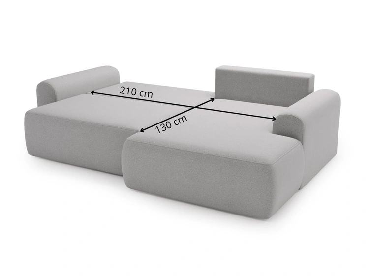 Ecksofa L-Form mit Schlaffunktion und Bettkasten Savana Rechts Grau