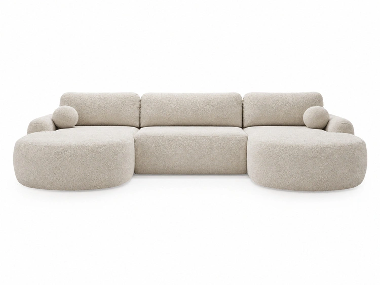 Wohnlandschaft mit Schlaffunktion und Bettkasten Aurio Weiß