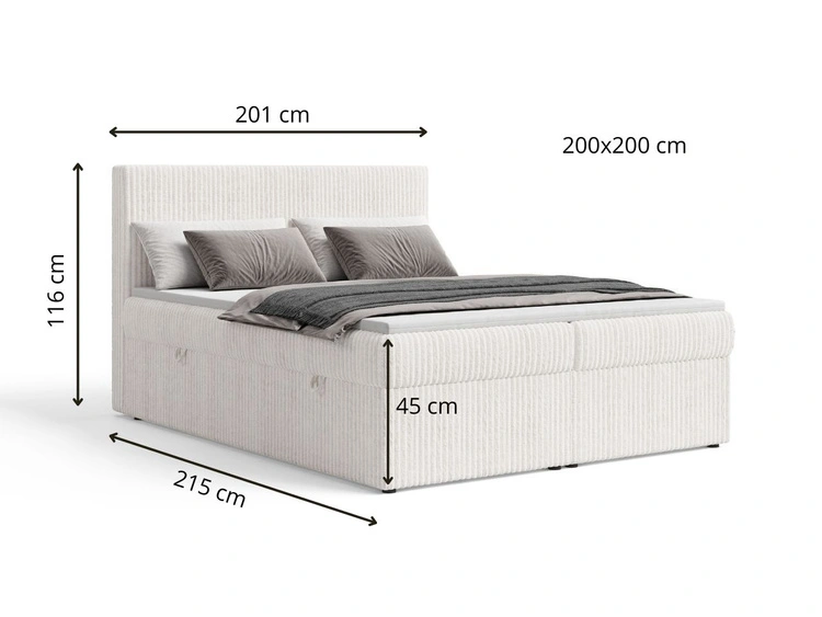 Boxspringbett mit Bettkasten 200X200 Brisa Grau